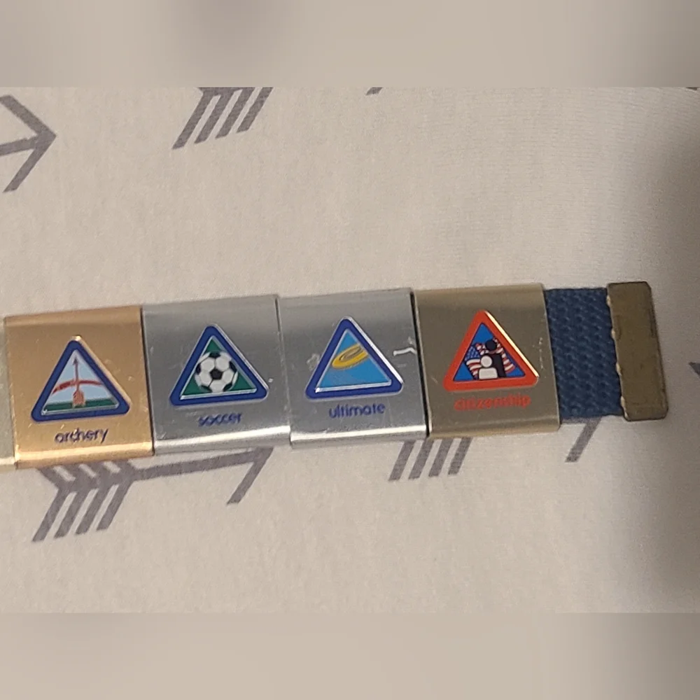 Boy Scout Wolf Cub Scout Blue Belt (24) Mixed Merit Activity Slides Metal Badges